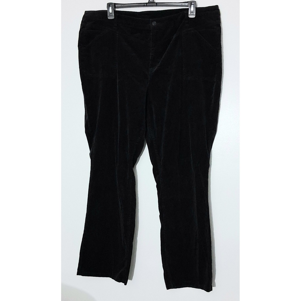 Denim & Co. Canyon Retreat Pants Size 24W Black Corduroy Flare Pocket Pre-owned
